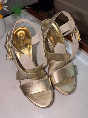 MICHAEL Michael Kors Metallic Gold Wedge Sandals